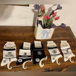 Brand New CHANEL Black and White Casual Socks Set